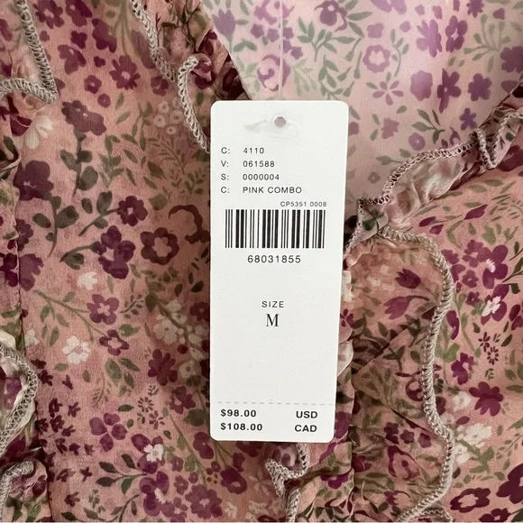 NWT New Anthropologie Floral Puff Sleeve Ruffle Boho Cottagecore Blouse Top M - Picture 4 of 8